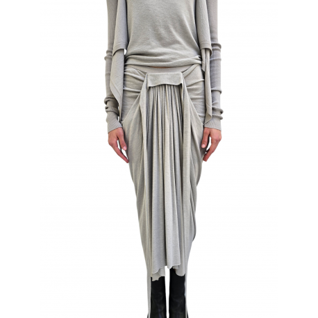 Jupe longue drapée avant gris Pearl Knee Draped Skirt RP02E 4384 JR 08 Rick Owens Femme mode women fashion créateur 