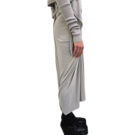 Jupe longue drapée avant gris Pearl Knee Draped Skirt RP02E 4384 JR 08 Rick Owens Femme mode women fashion créateur 