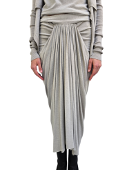 Jupe longue drapée avant gris Pearl Knee Draped Skirt RP02E 4384 JR 08 Rick Owens Femme mode women fashion créateur 