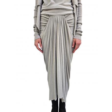 Jupe longue drapée avant gris Pearl Knee Draped Skirt RP02E 4384 JR 08 Rick Owens Femme mode women fashion créateur 