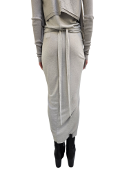 Jupe longue drapée avant gris Pearl Knee Draped Skirt RP02E 4384 JR 08 Rick Owens Femme mode women fashion créateur 