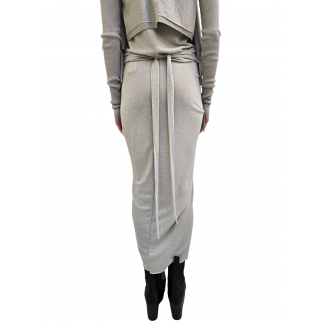 Jupe longue drapée avant gris Pearl Knee Draped Skirt RP02E 4384 JR 08 Rick Owens Femme mode women fashion créateur 