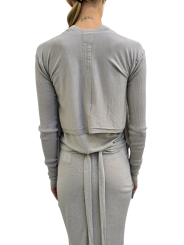 Jupe longue drapée avant gris Pearl Knee Draped Skirt RP02E 4384 JR 08 Rick Owens Femme mode women fashion créateur 