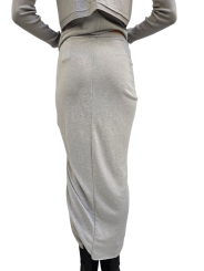Jupe longue drapée avant gris Pearl Knee Draped Skirt RP02E 4384 JR 08 Rick Owens Femme mode women fashion créateur 