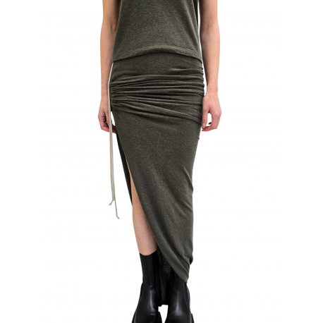 Jupe fente plissée côté verte laine coton Edfu RP02E 4359 JR 25 Rick Owens Femme concept store fashion boutique Strasbourg