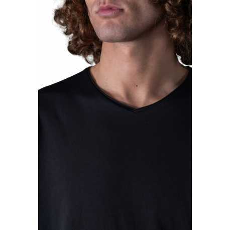 T-shirt Milo col v noir manches courtes coton Pima Anonym Homme boutique Strasbourg vêtement basic mode