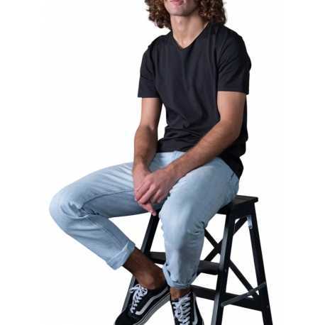 T-shirt Milo col v noir manches courtes coton Pima Anonym Homme boutique Strasbourg vêtement basic mode