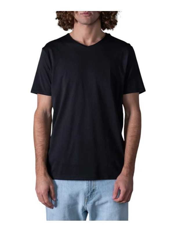 T-shirt Milo col v noir manches courtes coton Pima Anonym Homme boutique Strasbourg vêtement basic mode