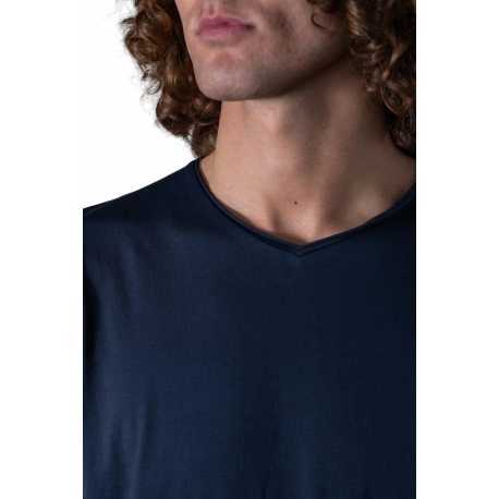 T-shirt Milo col v navy manches courtes coton Pima Anonym Homme boutique Strasbourg vêtement basic mode