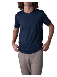 T-shirt Milo col v navy manches courtes coton Pima Anonym Homme boutique Strasbourg vêtement basic mode