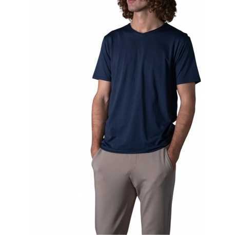 T-shirt Milo col v navy manches courtes coton Pima Anonym Homme boutique Strasbourg vêtement basic mode
