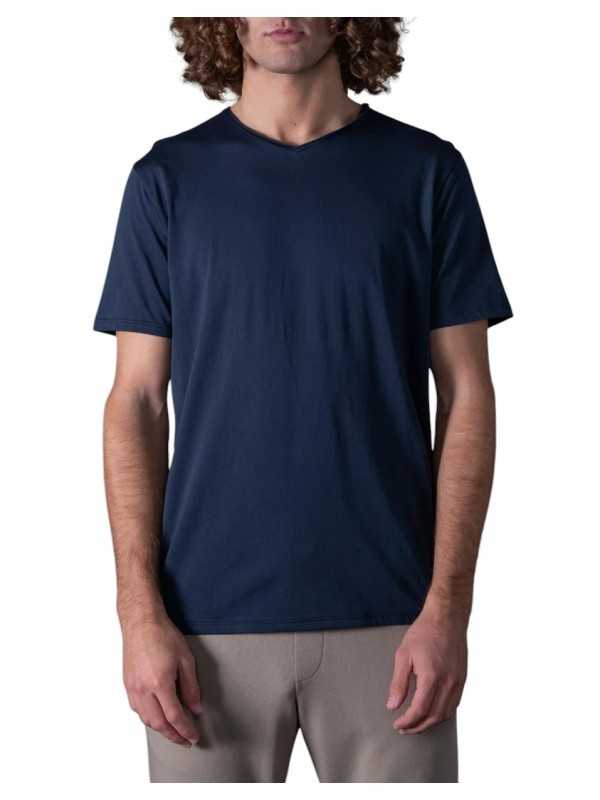 T-shirt Milo col v navy manches courtes coton Pima Anonym Homme boutique Strasbourg vêtement basic mode