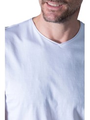 T-shirt Milo col v BLANC manches courtes coton Pima Anonym Homme boutique vêtement Strasbourg mode basic