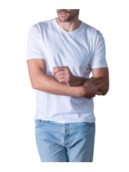 T-shirt Milo col v BLANC manches courtes coton Pima Anonym Homme boutique vêtement Strasbourg mode basic