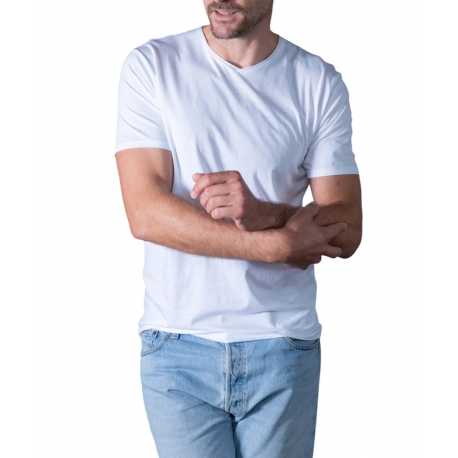 T-shirt Milo col v BLANC manches courtes coton Pima Anonym Homme boutique vêtement Strasbourg mode basic