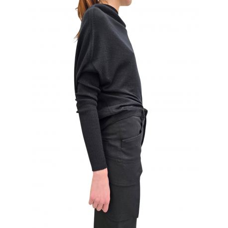 Pull Crater Knit noir mérinos manches longues RP02E 4629 M 09Rick Owens Femme Strasbourg fashion mode concept store