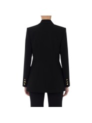 Veste en crêpe noire avec surpiqûres contrastées Elisabetta Franchi femme GI090 boutique Strasbourg vêtement mode
