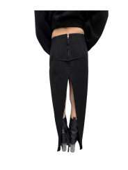 Jupe longue fendue laine laine vierge Sliced skirt RO02E 4387 WD 09 Strasbourg fashion mode créateur boutique avantgarde