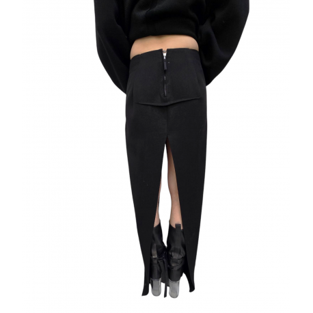 Jupe longue fendue laine laine vierge Sliced skirt RO02E 4387 WD 09 Strasbourg fashion mode créateur boutique avantgarde