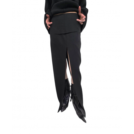 Jupe longue fendue laine laine vierge Sliced skirt RO02E 4387 WD 09 Strasbourg fashion mode créateur boutique avantgarde