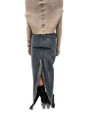 Jupe jeans longue fendue Denim Sliced Skirt Rick Owens Femme RO02E 4393 DWG 76 boutique Strasbourg vêtement avantgarde