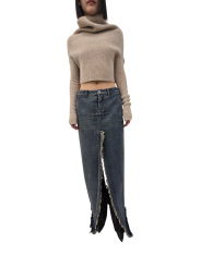 Jupe jeans longue fendue Denim Sliced Skirt Rick Owens Femme RO02E 4393 DWG 76 boutique Strasbourg vêtement avantgarde