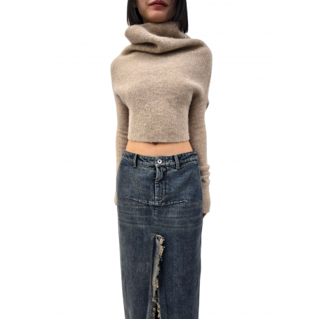 Jupe jeans longue fendue Denim Sliced Skirt Rick Owens Femme RO02E 4393 DWG 76 boutique Strasbourg vêtement avantgarde
