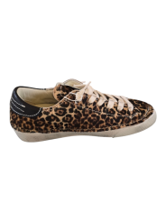 Baskets sneakers Paris low Leopard spoiler chocolat Philippe Model Femme PRLD DVA1 boutique Strasbourg fashion mode