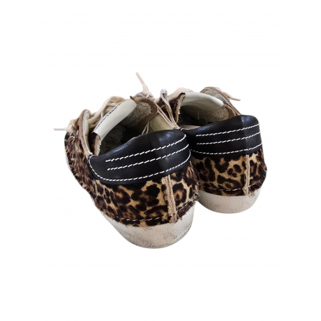 Baskets sneakers Paris low Leopard spoiler chocolat Philippe Model Femme PRLD DVA1 boutique Strasbourg fashion mode