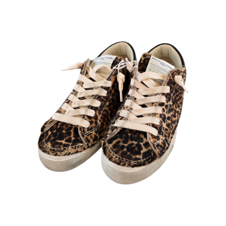 Baskets sneakers Paris low Leopard spoiler chocolat Philippe Model Femme PRLD DVA1 boutique Strasbourg fashion mode