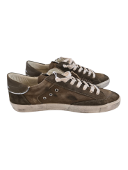 Sneakers cuir vieilli taupe vert Paris low Philippe Model Homme baskets PRLU XP10 boutique Strasbourg fashion mode baskets