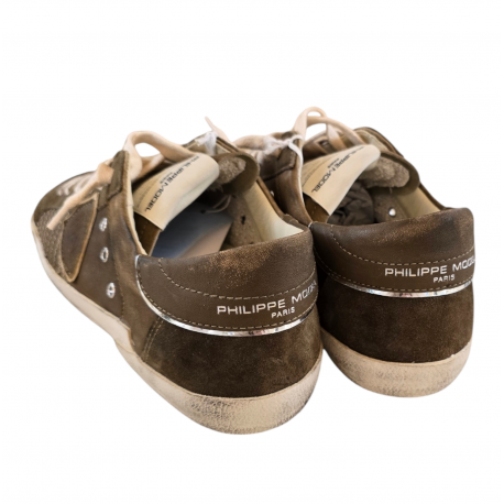 Sneakers cuir vieilli taupe vert Paris low Philippe Model Homme baskets PRLU XP10 boutique Strasbourg fashion mode baskets Sneakers cuir vieilli taupe vert Paris low Philippe Model Homme baskets PRLU XP10 boutique Strasbourg fashion mode baskets