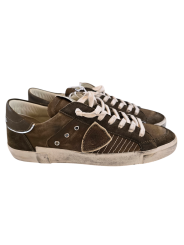 Sneakers cuir vieilli taupe vert Paris low Philippe Model Homme baskets PRLU XP10 boutique Strasbourg fashion mode baskets