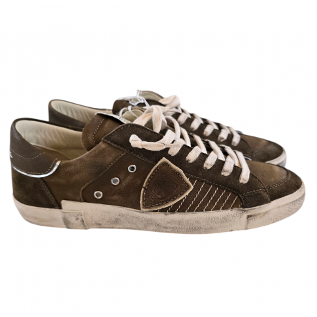 Sneakers cuir vieilli taupe vert Paris low Philippe Model Homme baskets PRLU XP10 boutique Strasbourg fashion mode baskets Sneakers cuir vieilli taupe vert Paris low Philippe Model Homme baskets PRLU XP10 boutique Strasbourg fashion mode baskets