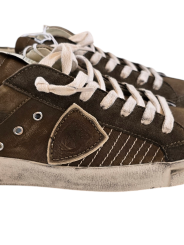 Sneakers cuir vieilli taupe vert Paris low Philippe Model Homme baskets PRLU XP10 boutique Strasbourg fashion mode baskets