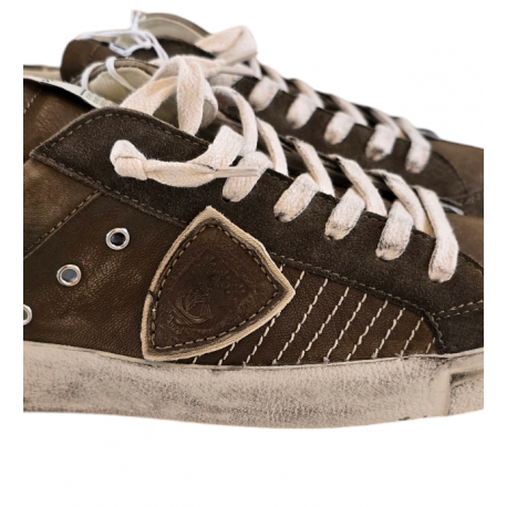 Sneakers cuir vieilli taupe vert Paris low Philippe Model Homme baskets PRLU XP10 boutique Strasbourg fashion mode baskets Sneakers cuir vieilli taupe vert Paris low Philippe Model Homme baskets PRLU XP10 boutique Strasbourg fashion mode baskets