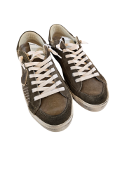 Sneakers cuir vieilli taupe vert Paris low Philippe Model Homme baskets PRLU XP10 boutique Strasbourg fashion mode baskets