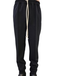 Pantalon noir Drawstring slim Long Rick Owens homme RU02E 1390 WGP 09 boutique Strasbourg vêtement avant garde mode