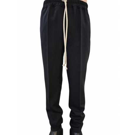 Pantalon noir Drawstring slim Long Rick Owens homme RU02E 1390 WGP 09 boutique Strasbourg vêtement avant garde mode