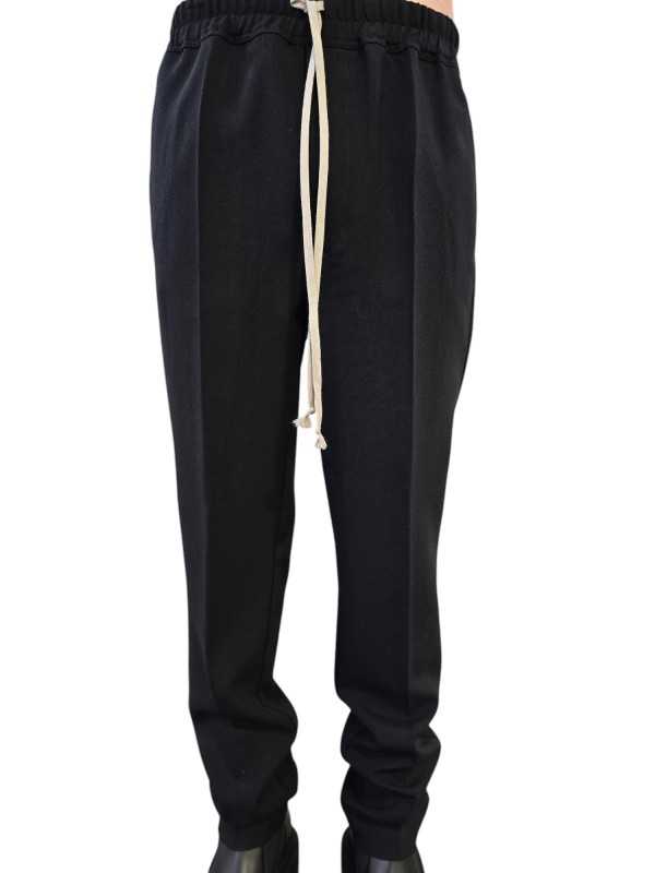 Pantalon noir Drawstring slim Long Rick Owens homme RU02E 1390 WGP 09 boutique Strasbourg vêtement avant garde mode