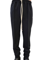 Pantalon noir Drawstring slim Long Rick Owens homme RU02E 1390 WGP 09 boutique Strasbourg vêtement avant garde mode