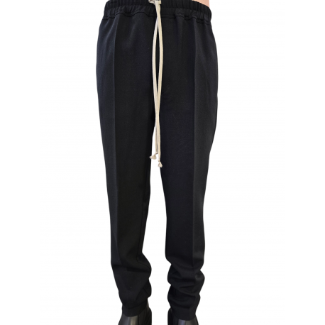 Pantalon noir Drawstring slim Long Rick Owens homme RU02E 1390 WGP 09 boutique Strasbourg vêtement avant garde mode