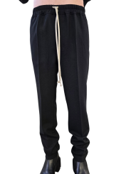 Pantalon noir Drawstring slim Long Rick Owens homme RU02E 1390 WGP 09 boutique Strasbourg vêtement avant garde mode