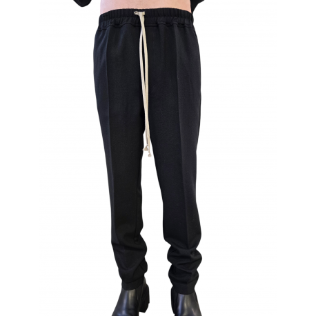 Pantalon noir Drawstring slim Long Rick Owens homme RU02E 1390 WGP 09 boutique Strasbourg vêtement avant garde mode