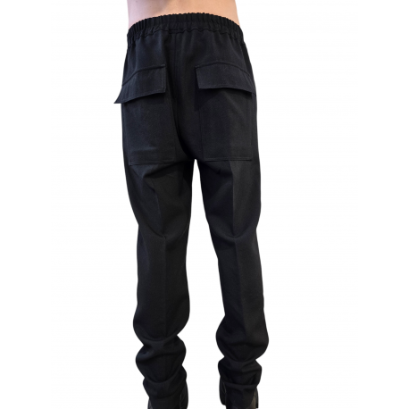 Pantalon noir Drawstring slim Long Rick Owens homme RU02E 1390 WGP 09 boutique Strasbourg vêtement avant garde mode