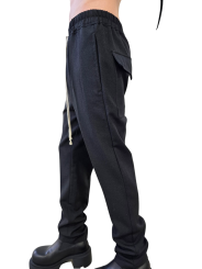 Pantalon noir Drawstring slim Long Rick Owens homme RU02E 1390 WGP 09 boutique Strasbourg vêtement avant garde mode