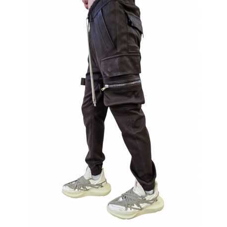 Pantalon Mastodon cargo Dark Dust Cuir agneau stretch Rick Owens homme RU02E 1396 LSV 78 vêtement boutique Strasbourg