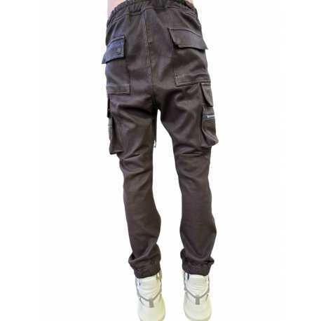 Pantalon Mastodon cargo Dark Dust Cuir agneau stretch Rick Owens homme RU02E 1396 LSV 78 vêtement boutique Strasbourg