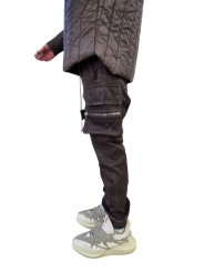 Pantalon Mastodon cargo Dark Dust Cuir agneau stretch Rick Owens homme RU02E 1396 LSV 78 vêtement boutique Strasbourg