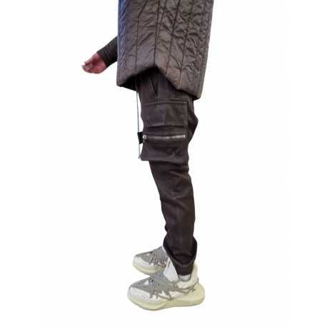 Pantalon Mastodon cargo Dark Dust Cuir agneau stretch Rick Owens homme RU02E 1396 LSV 78 vêtement boutique Strasbourg